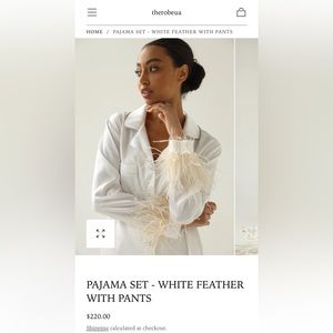 White feather pajama pants set - the robe - size small